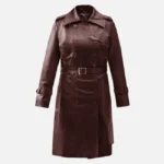 Maroon Wax Leather Coat – Elegant Style