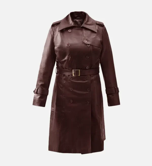 Maroon Wax Leather Coat