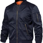 Mens Windproof Navy Blue Bomber Jacket