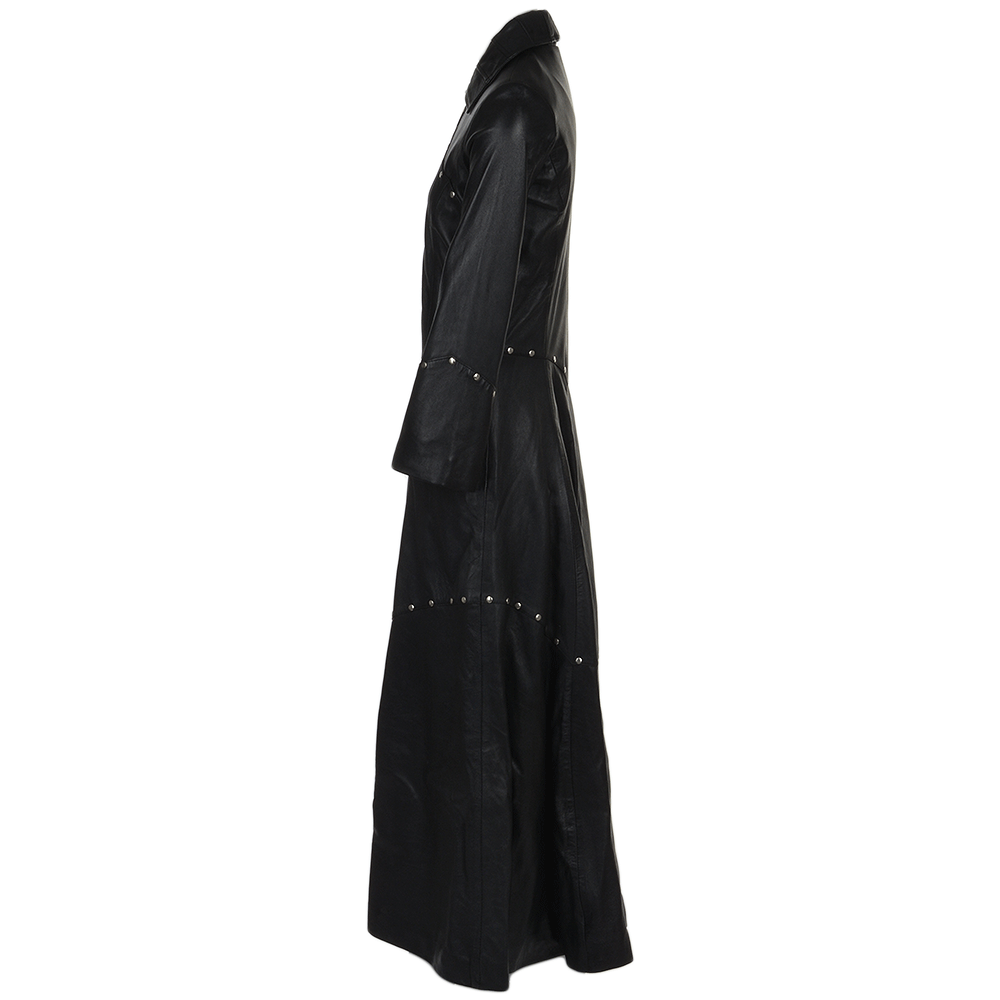 Premium Long Length Studded Coat in Black