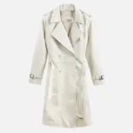 Womens Off White Leather Coat – Elegant Minimal Style