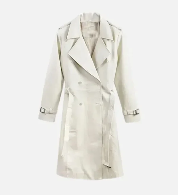 Womens Off White Leather Coat