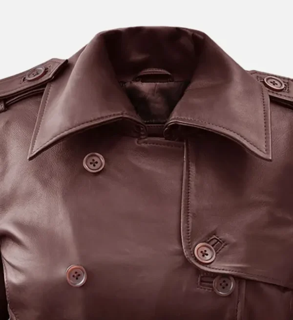 Maroon wax leather coat