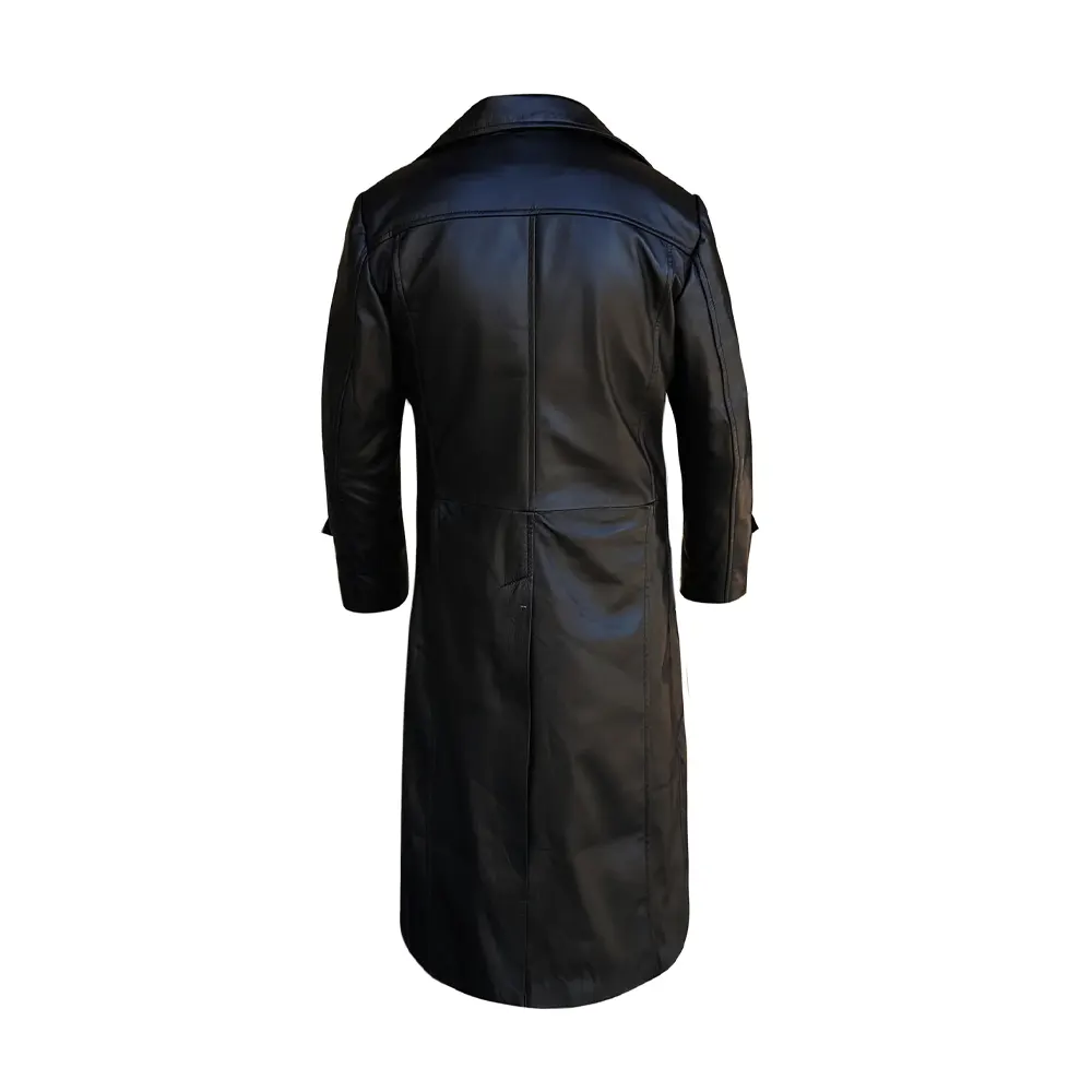 Premium Black Leather Duster Coat for Men