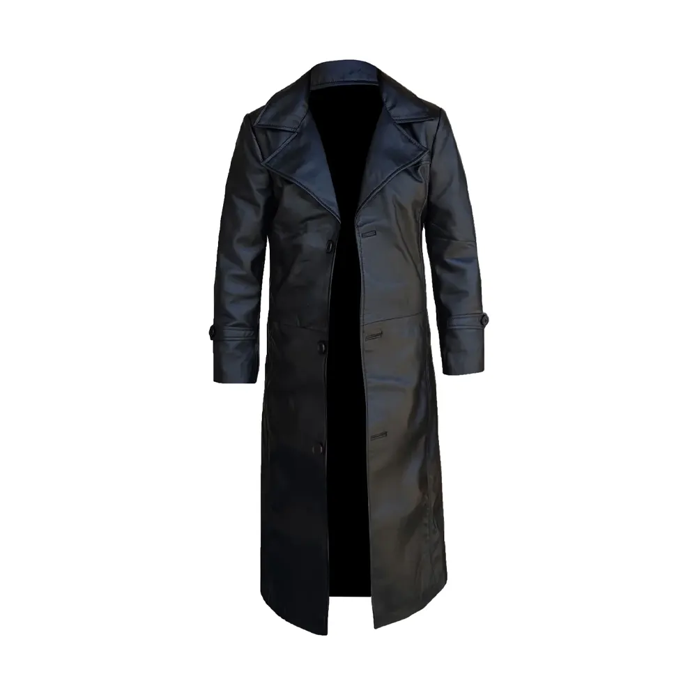 Premium Black Leather Duster Coat for Men