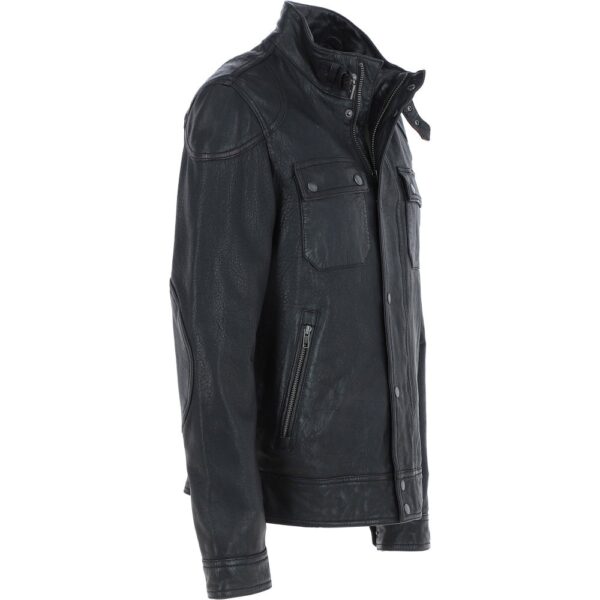Mens black cow leather moto jacket