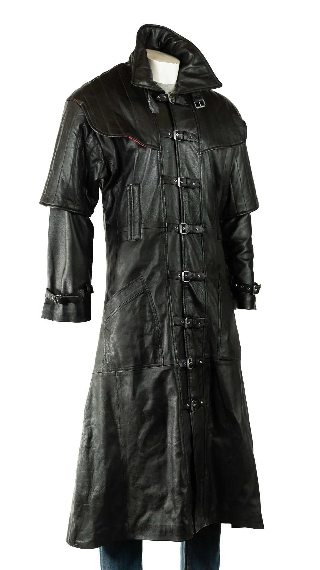 Classic Mens Leather Duster Coat in Black – Full Length