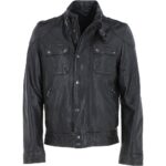 Mens Black Leather MotorBike Jacket