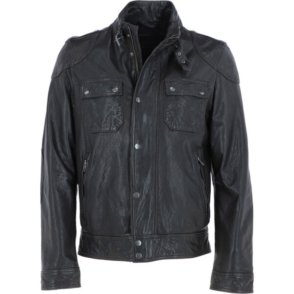 Mens Black Leather MotorBike Jacket