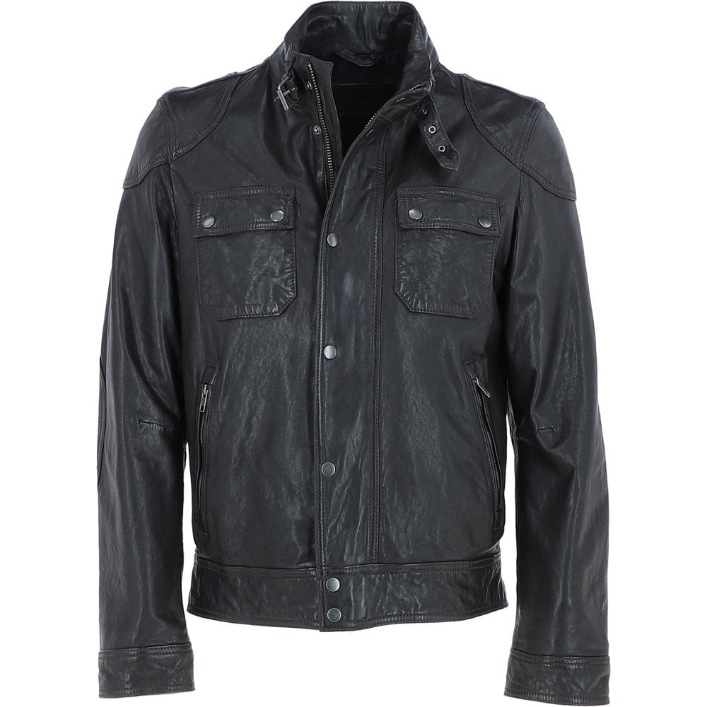 Mens Black Leather MotorBike Jacket