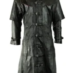 Classic Mens Leather Duster Coat in Black – Full Length