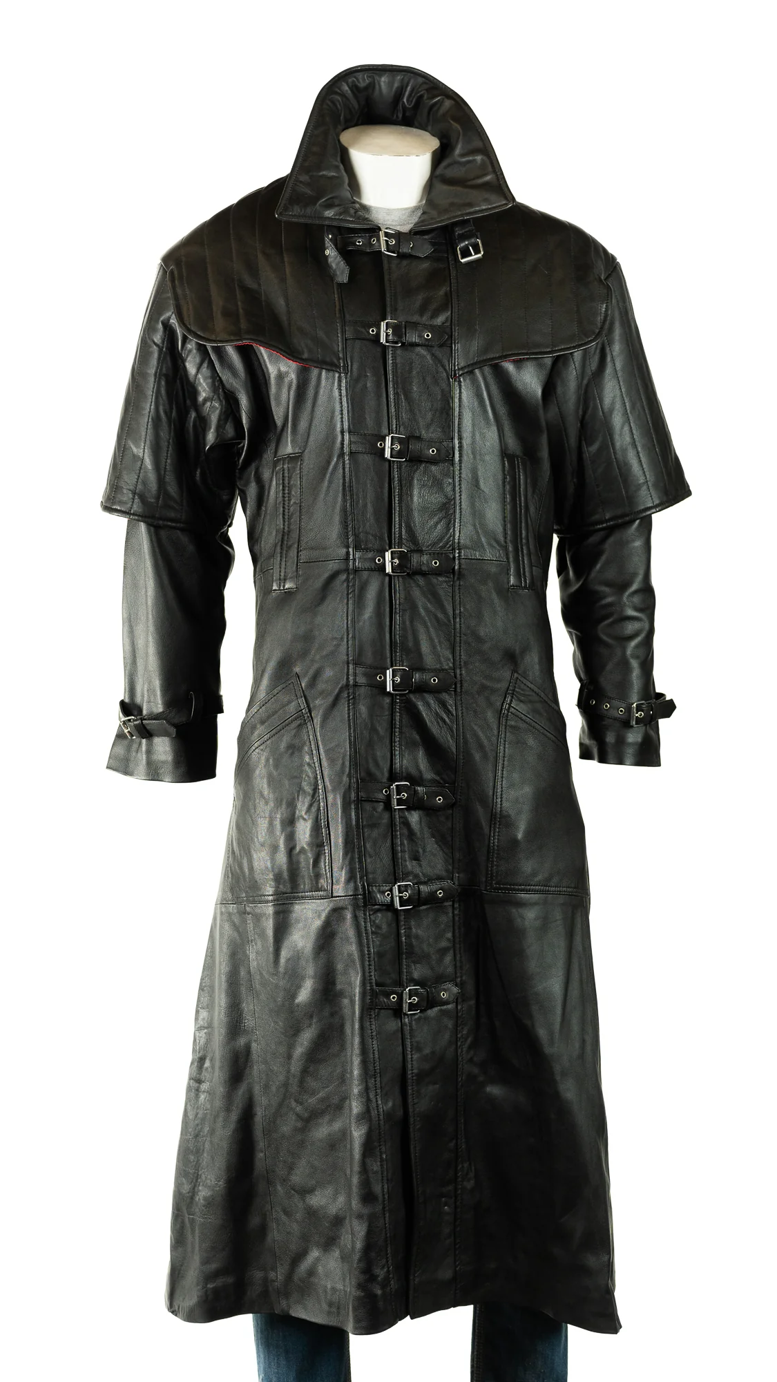 Classic Mens Leather Duster Coat in Black – Full Length