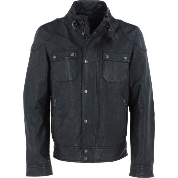 Mens Genuine Cow Leather Moto Jacket – Black Edition