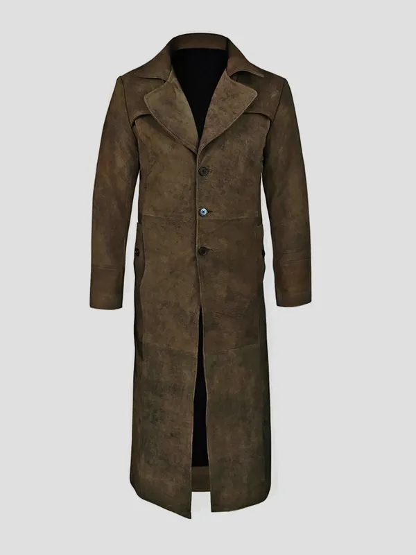 Premium Light Snuff Leather Duster Coat for Men