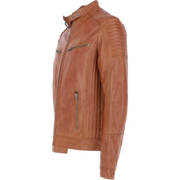 Mens premium leather moto coat
