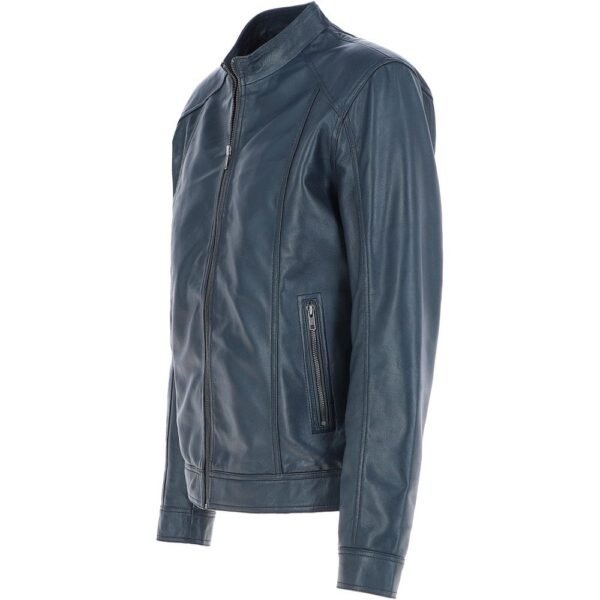 Mens premium navy biker coat
