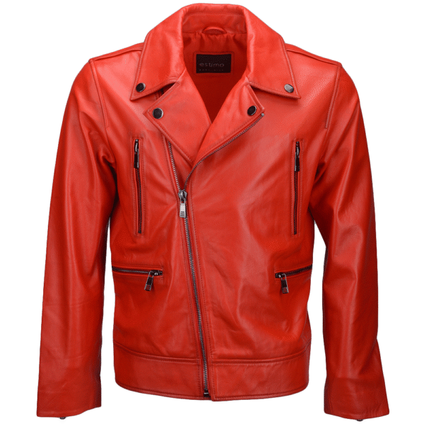 Stylish Red Leather Moto Jacket – Phoenix Edition
