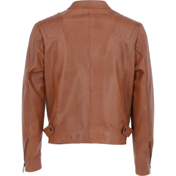 Mens tan zip-up biker jacket