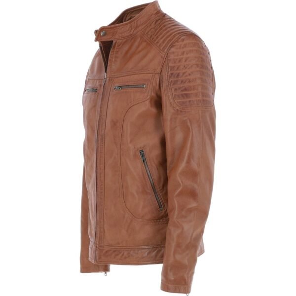 Mens tough tan moto jacket