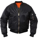 Mens Black Lightweight Bomber Flight Jacket