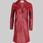 Womens Fashion Red Leather Coat – Minimalist Look