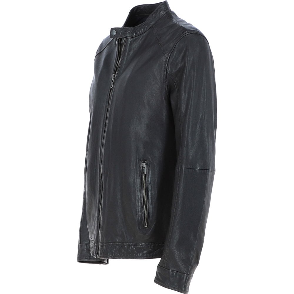 Classic Mens Black Leather Biker Jacket