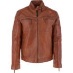 Luxury Veggie Tan Leather Motorcycle Jacket for Men