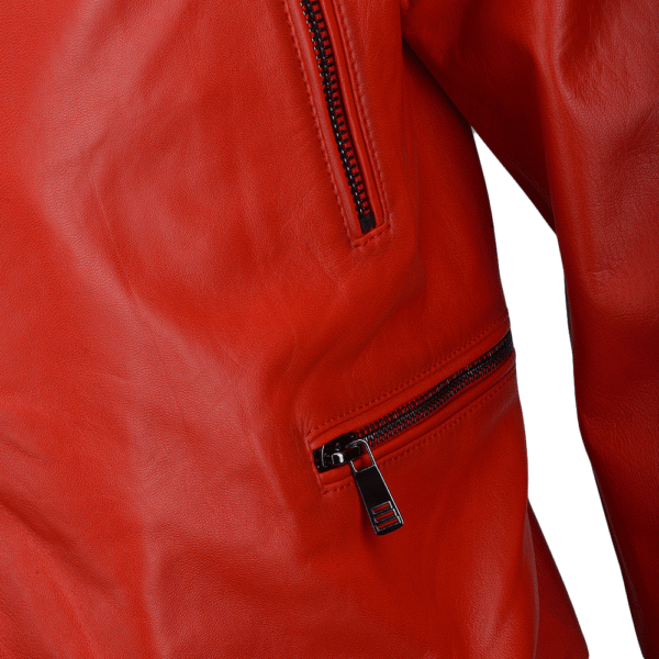 Red leather moto jacket