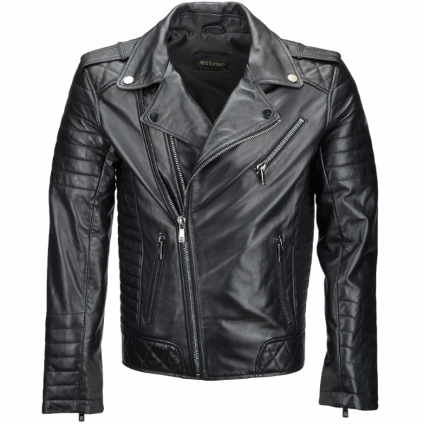 Constantine Ribbed Leather Biker Jacket – Side Zip Black Design