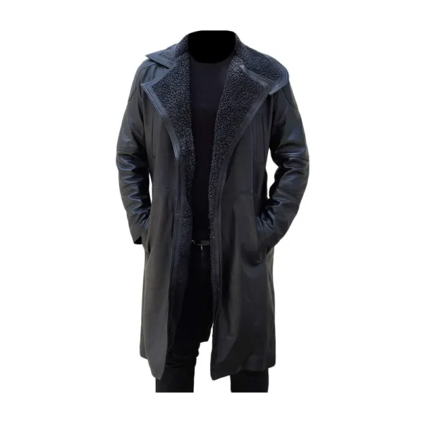 Stylish Mens Black Blade Leather Duster Coat