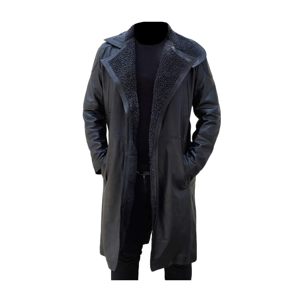 Stylish Mens Black Blade Leather Duster Coat