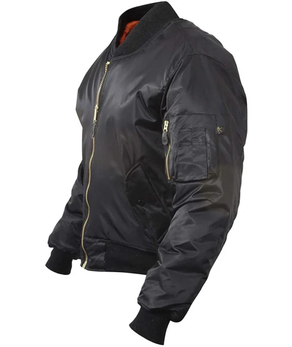 Mens Black Lightweight Bomber Flight Jacket