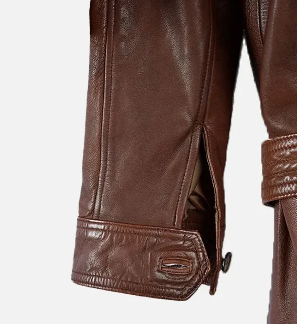 Spanish brown leather coat women