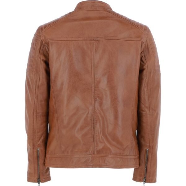 Sturdy tan biker leather jacket