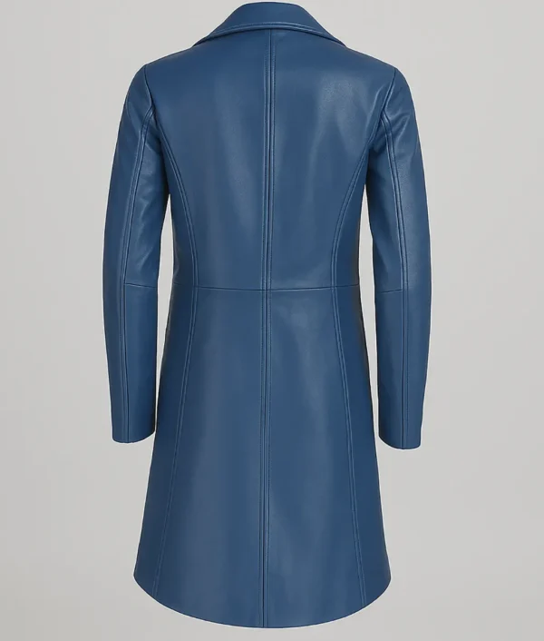 Stylish blue leather jacket women
