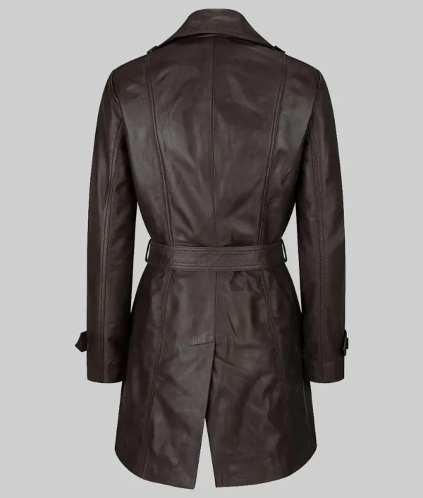 Stylish brown leather jacket women