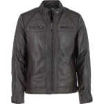 Dark Brown Leather Biker Jacket