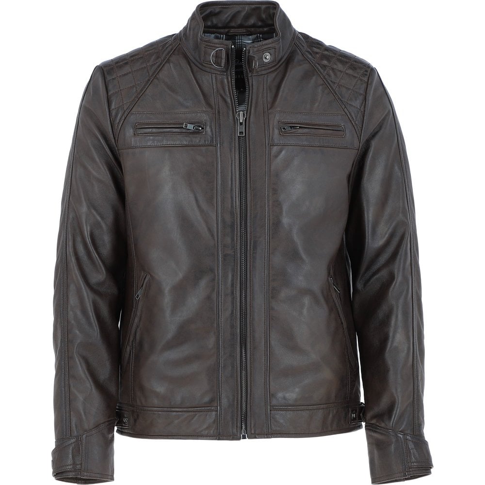 Dark Brown Leather Biker Jacket