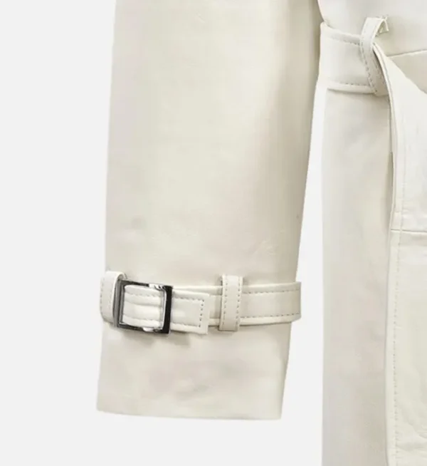 Stylish ivory leather coat for women
