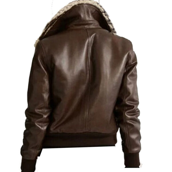 Stylish Womens Brown Bomber Leather Jacket