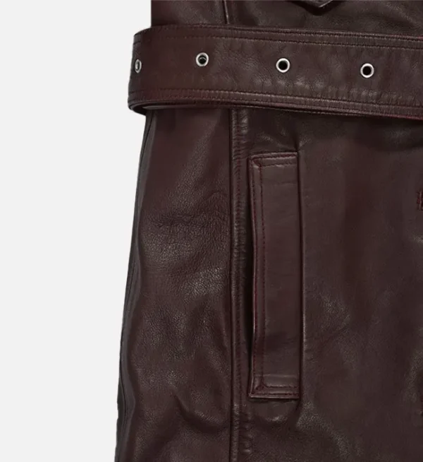 Stylish maroon leather jacket women