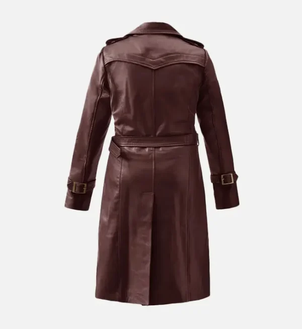 Stylish maroon wax leather outerwear