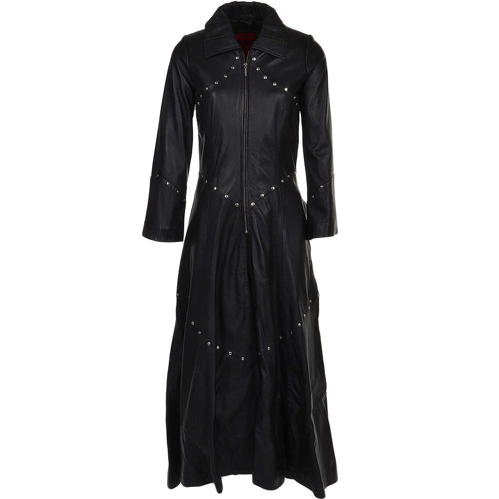 Premium Long Length Studded Coat in Black