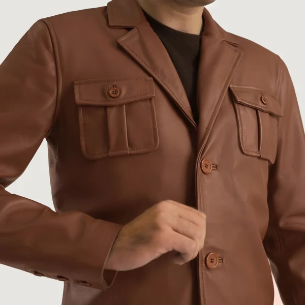Men Ray Cutler Brown Leather Blazer