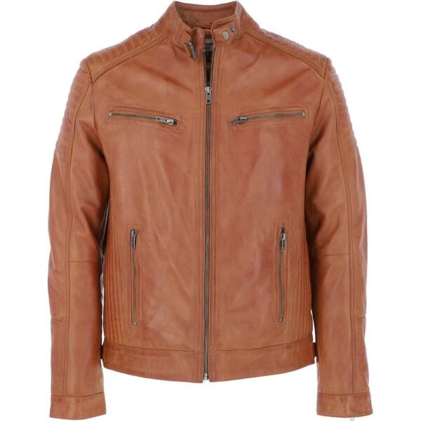 Mens Leather Moto Jacket Tan – Axel Design