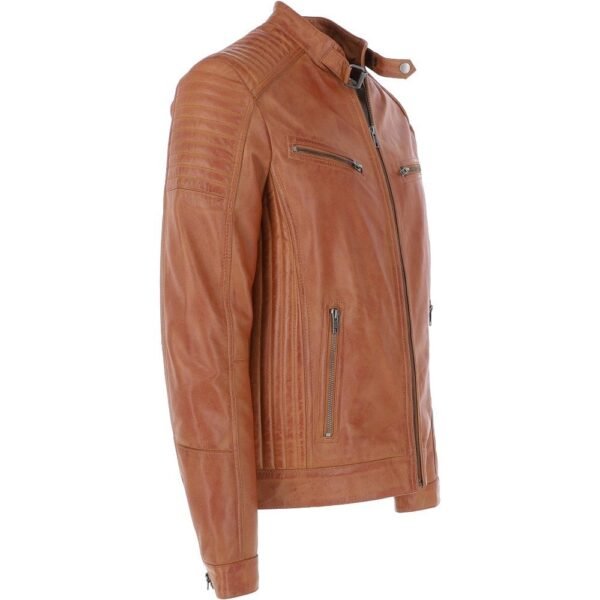 Tan moto jacket for men
