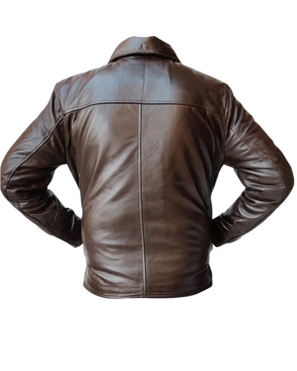 Men Brown Bomber Leather Jacket