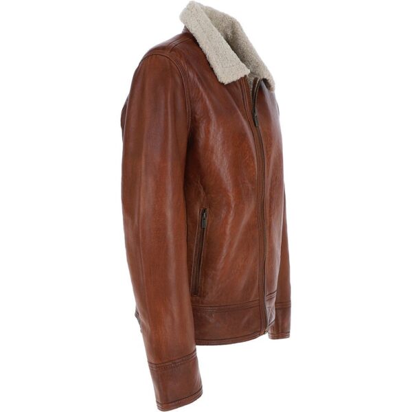 Teddy lining leather jacket men