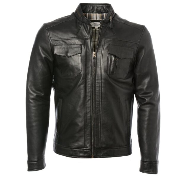 Authentic Mens Leather Jacket in Classic Black