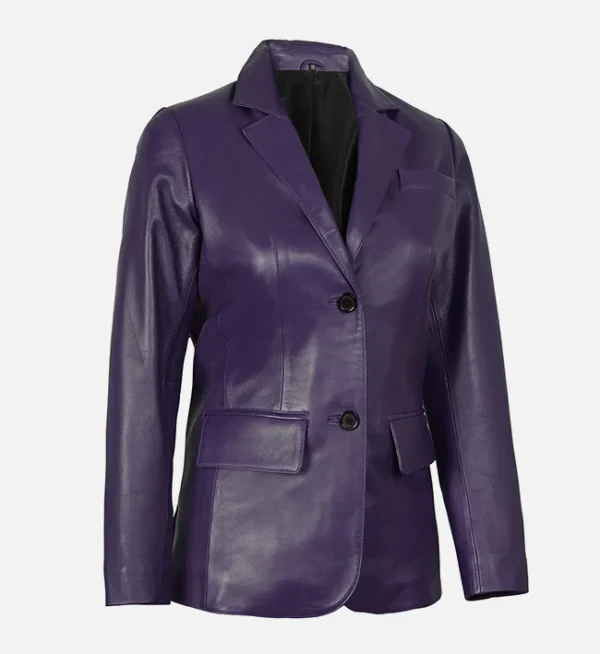 Two button leather blazer women
